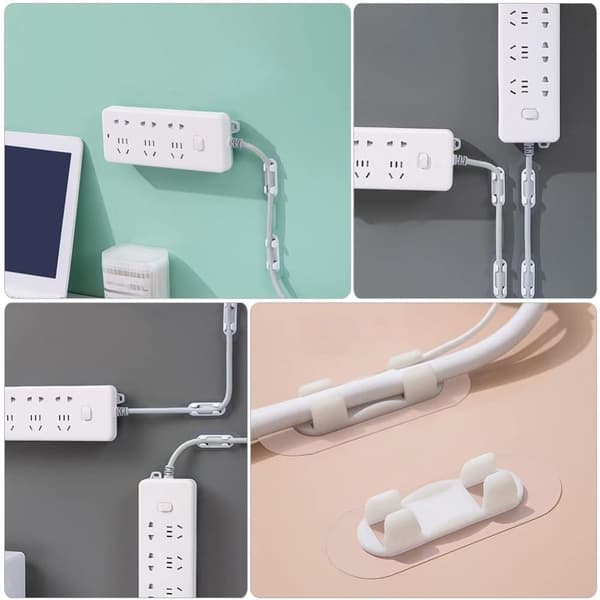 Plug Adhesive Cable Clips Wire Organizer: 20Pcs Punch- Free Cord