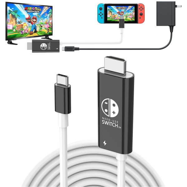 USB C till HDMI-kabel för Nintendo Switch/OLED, 3 i 1-kabel med