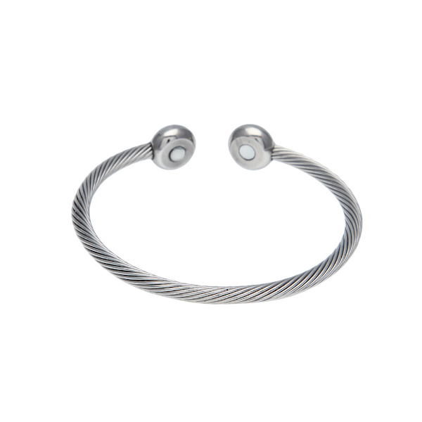 Magnetisk Terapi Armbånd Manschet - Twisted Cable Rustfrit Stål Ba H