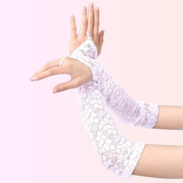 40cm vita spets handskar för kvinnor, bröllopshandskar för bröllop