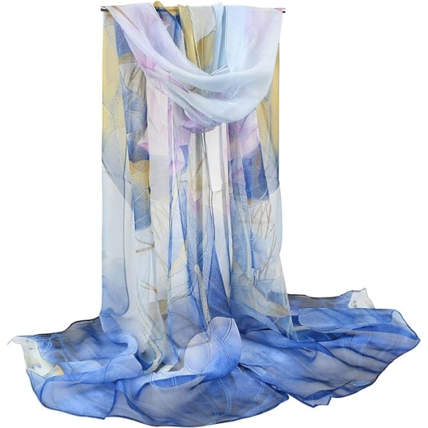 Blå, 160 * 50 cm sidensjal för kvinnor Damsjal Chiffong Elegant