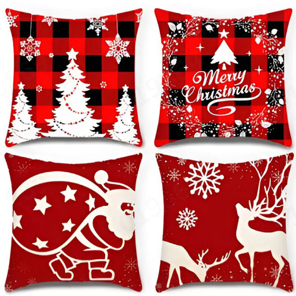 Jul Kuddeöverdrag 45x45 Set om 4 (Stil 45)