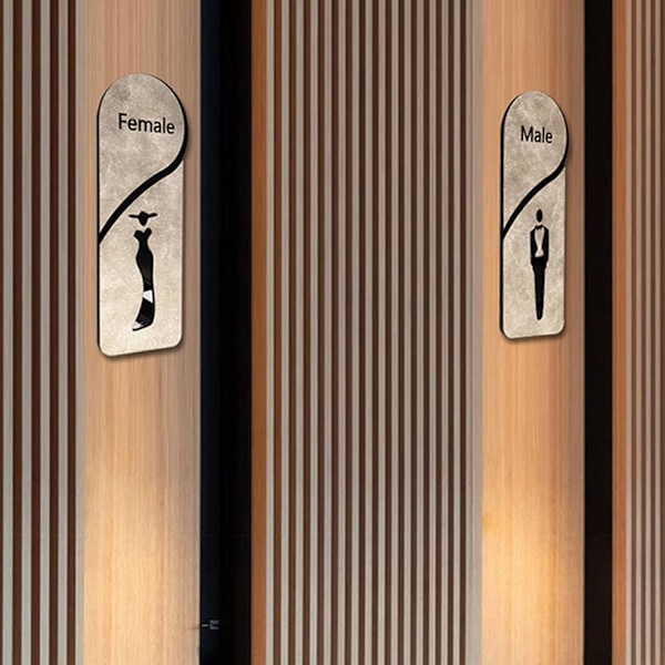 Toiletskilte, toiletskilte, toiletskilte, herre- og dametoilteskilte, badeværelsesskilte, akrylprægede identifikationstegn