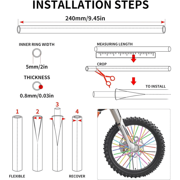 72 st cykel ekrar skinn fälgar hjul trim wraps omslag dekoration