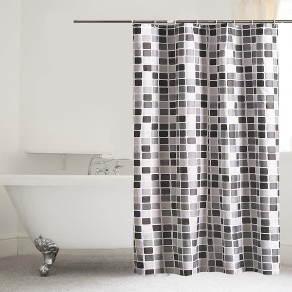 Duschdraperi, svartvit duschdraperi, mosaikduschdraperi