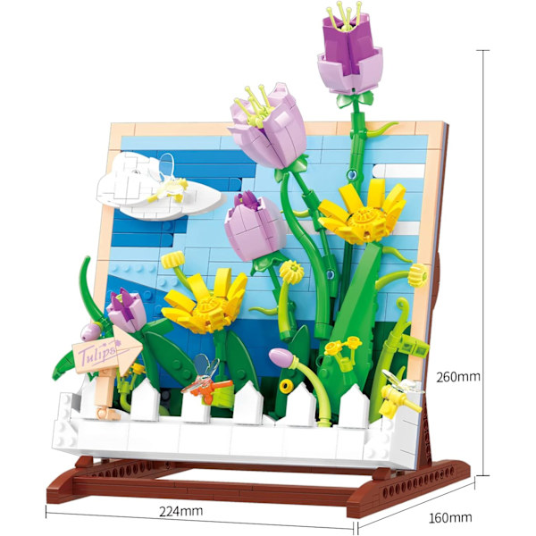 Tulpe Kreativa Konstgjorda Blommor Byggset 542 Stk Botanicals Collection Set för Vuxna att Pyssla Med, Skrivbord K
