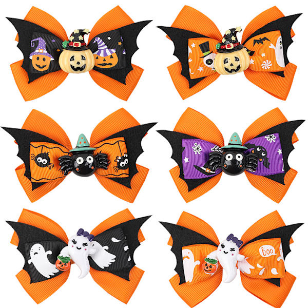 Halloween Børne Hårnåle, Edderkop Net Trykt Bat Ving Sløjfe Hårnåle
