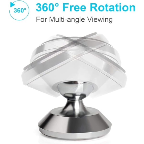 Biltelefonholder, [2 pak] Universal Biltelefonholder 360° Rotation, Bærbar Magnetisk-Sølv