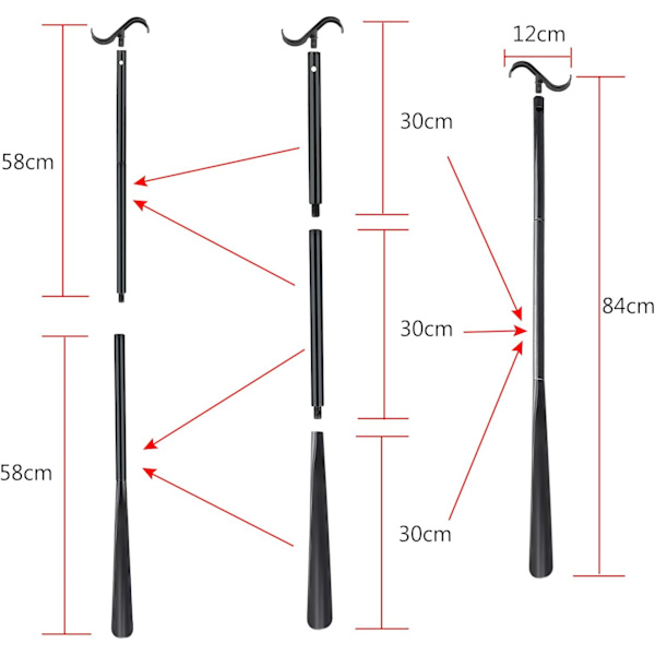 (Blå och vit) 84 cm långa klädstav med strumpavtagare,