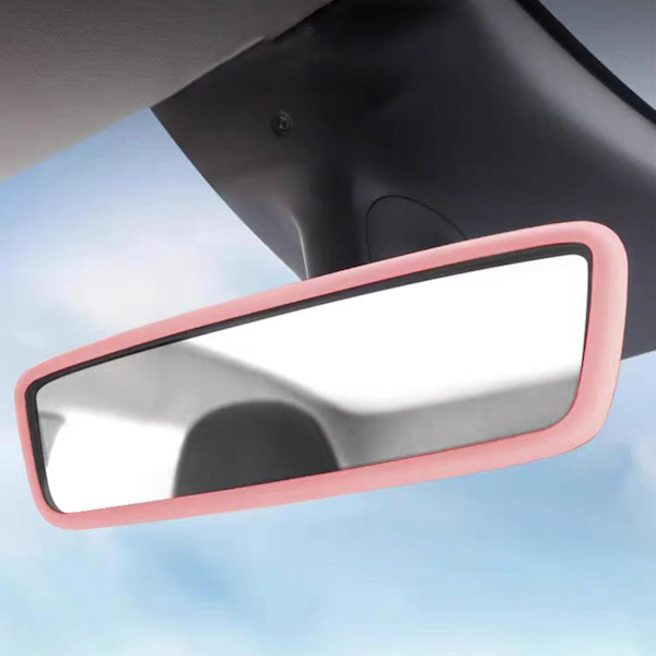 Silikonram för backspegel, lämplig för Tesla Model 3/Y, backspegelskydd, rosa biltillbehör