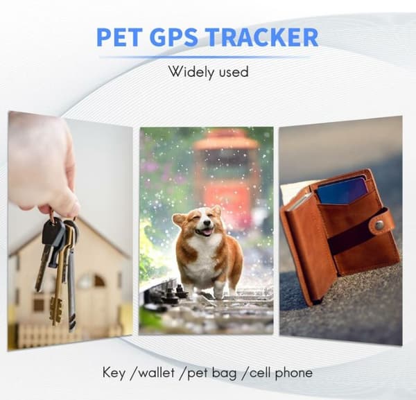 Sort Mini Smart Pet GPS Tracker Pet Locator Anti-Lost Vandtæt Trekantet Bluetooth Tracker Barn