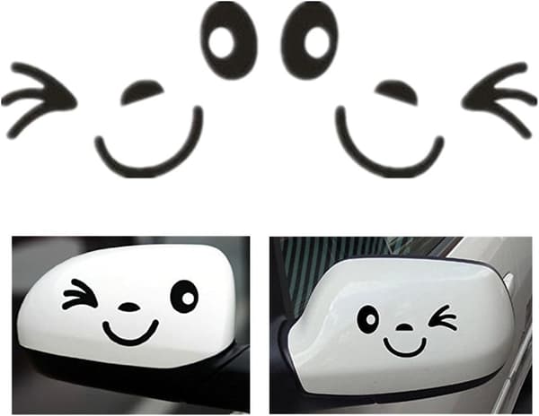 2 Smile Dekaler Vinge Dörrspegel Dekaler Reflekterande Personlighet
