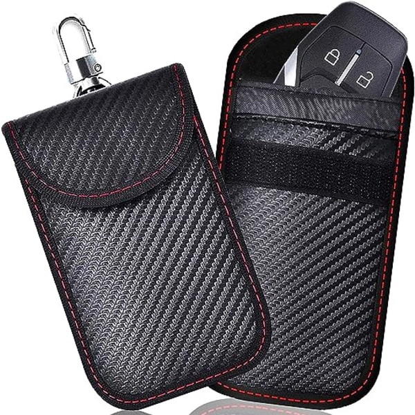 Pack of 2 (Black), Carbon Fiber Anti-RFID Protective Case, Anti-R