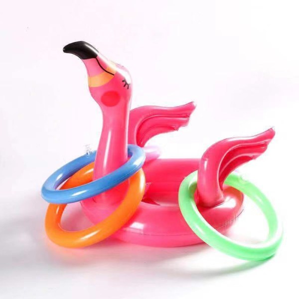 15 Pcs Inflatable Flamingo Pool Toys Ring Toss Pool Game, Flaming