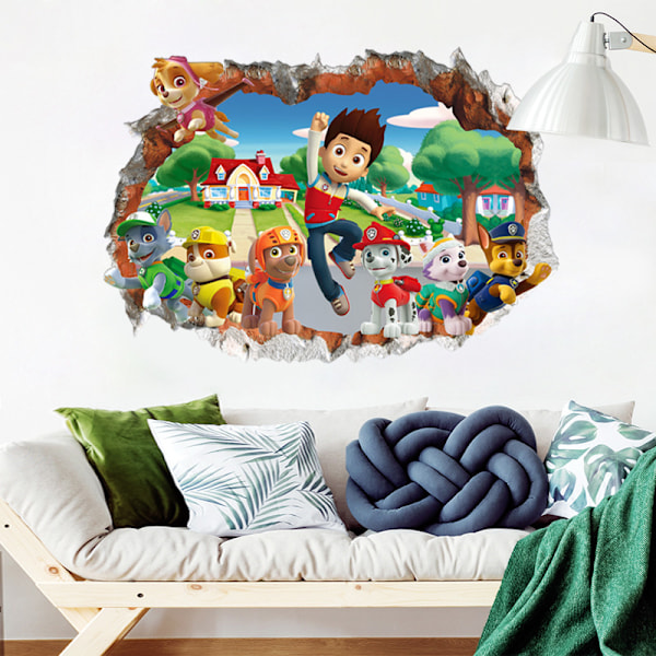 Patrol 3D vægklistermærke dreng pige værelse Paw Patrol ødelagt vægklistermærke