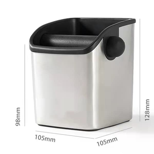 Svart kaffeaccessoar Matt vinklet sølv - Knock Box for coffe