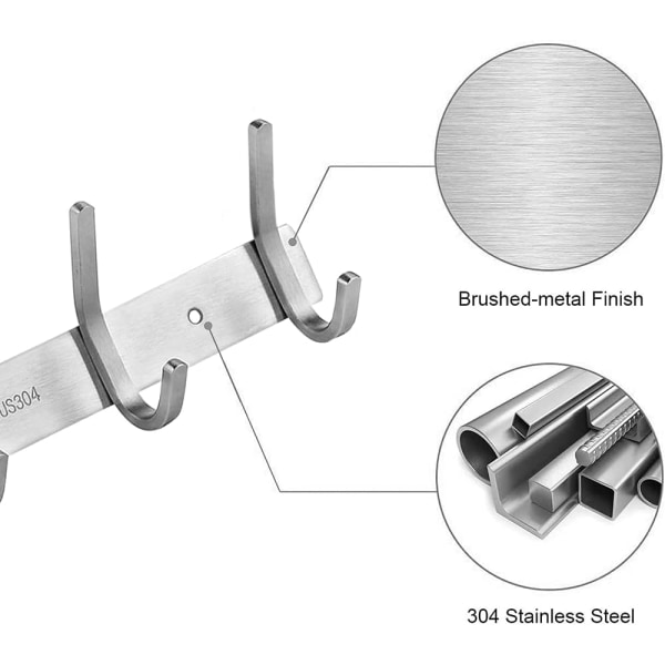 Väggmonterad Kapphängare, Rostfritt Stål Klädkrokar C O