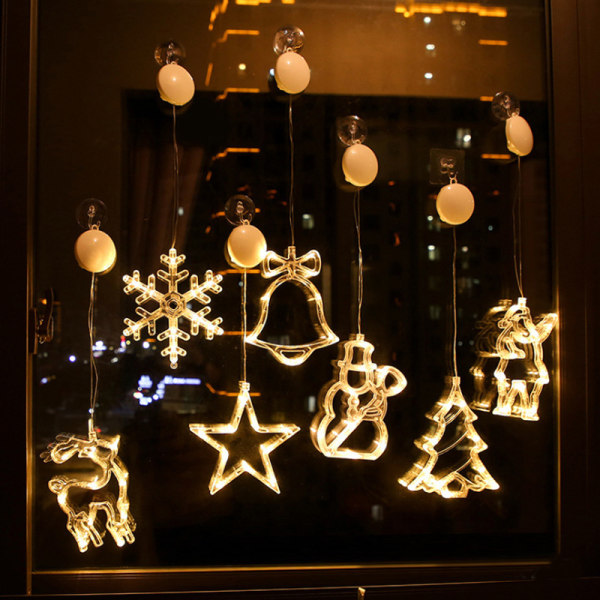 7 stycken självlysande julfönster LED sugkoppsljus Christm