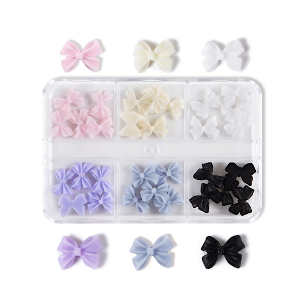 (#2)30 st Ribbon Bow Nail Charm 3d Bow Nail Art Resin Bow Nail Koreanska Manikyr Charms Dekorationer Na