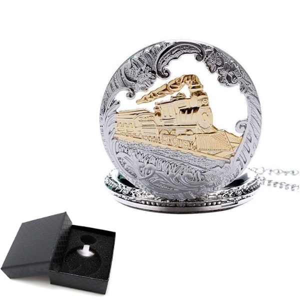 Engineer Two Tone Train Large Pocket Watch Guldbelagt til Mænd eller Kvinder wit