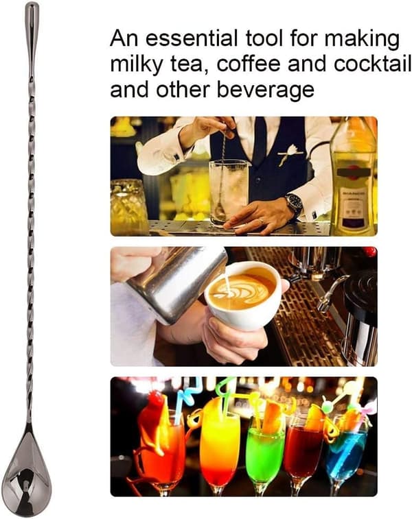 1 stk. rustfrit cocktail ske med langt håndtag