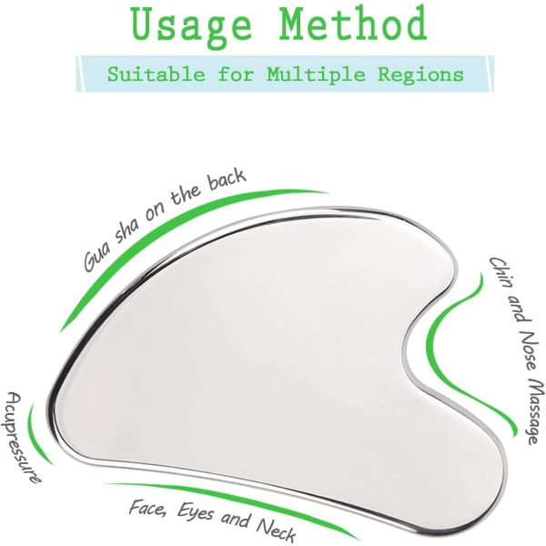304 rustfritt stål ansikt, hjerteformet kropp Gua Sha stein, metall