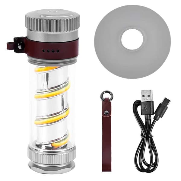Silver Laddningsbar Campinglykta, LED Retro Campinglampa Re E