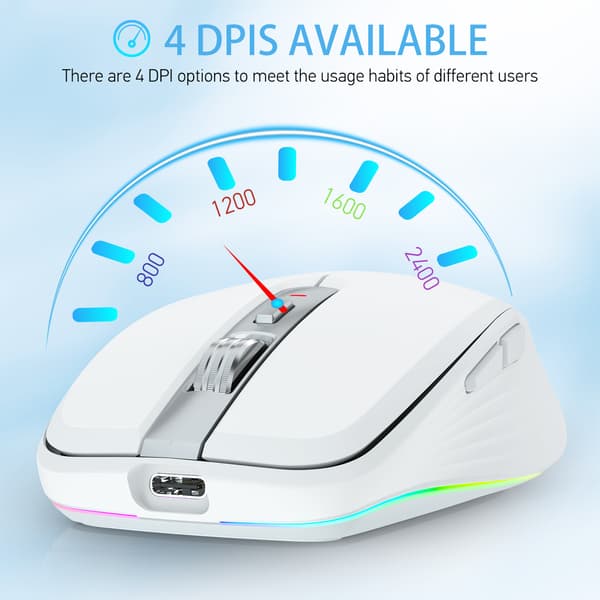 (Rosa) 2.4G Dual-Mode Bluetooth 5.1 Trådløs Mus, USB-lading