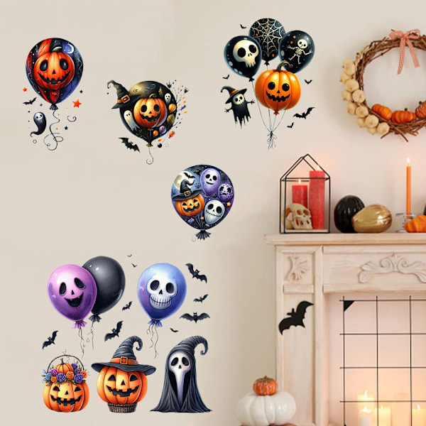 2024 Halloween-kallokurpitsapää olohuoneen seinätarra E