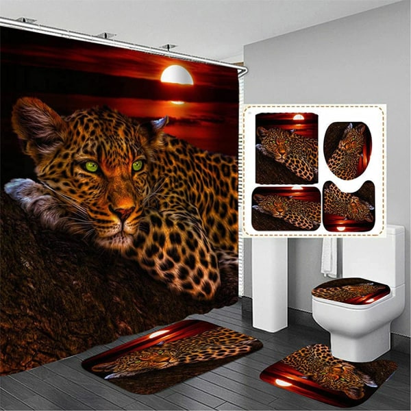 4 stk. Måne Leopard Cheetah Bruseforhængssæt 70,8x70,8 tommer, Bat