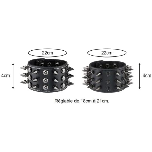 Rock Punk Gothic Manchet Armbånd Knapper Nitte Pig Sort Biker Mand
