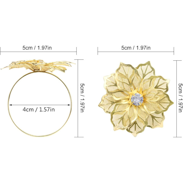 12 stk. Guld Servietringe Hule Blomster Legering Servietringe Holdere