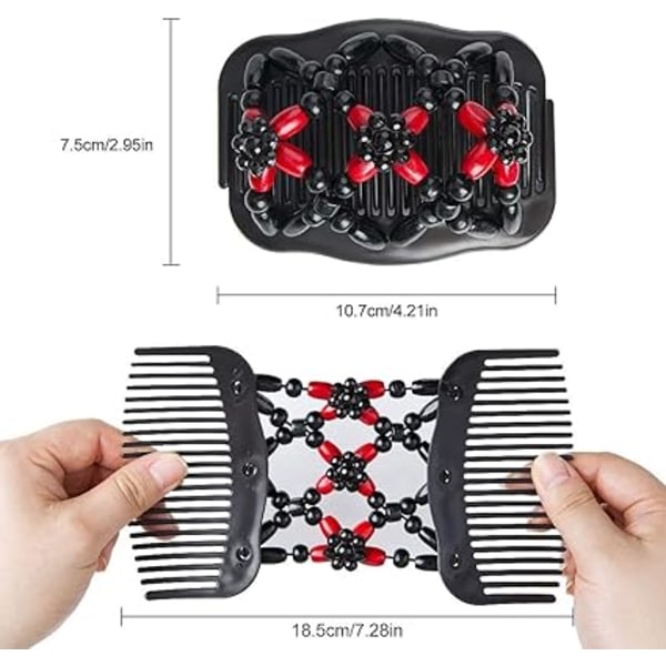 6 stk Perle Hårkam, Magiske Elastiske Hårklipp Dobbel Klipp Strekkbare Hårkam, Dame Hårspenne Q