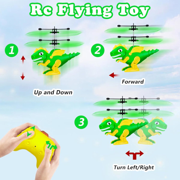 Kaukosäätimellä Ohjattavat Dinosauruksen Lelut Lapsille, 2 Kanavainen Kaukosäätimellä Ohjattava Helikopterin Lentävä Dinosauruksen Leikkikalun Drooni Lapsille 8-12 B