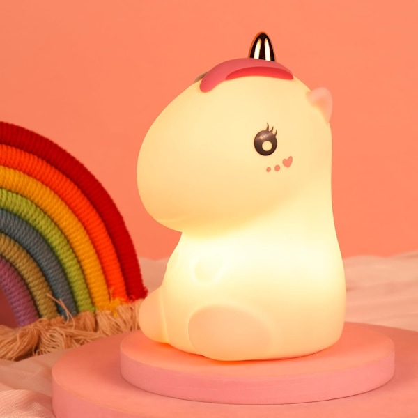 (Enhörning) Barnlampa Nattlampa för Bebis, Enhörning Bebis Nattlampa, 7 Färger, LED Nattlampa USB Laddning
