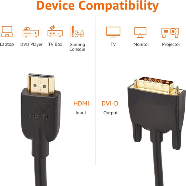 HDMI A till DVI-adapterkabel - 2 m (ej lämplig för anslutning till Eritel- eller V-portar)
