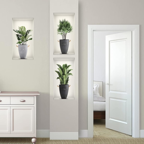 3d Vas Wall Sticker - 3D Plant Wall Stickers for Living Room - G