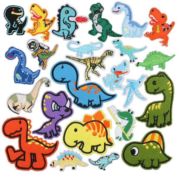 Dinosaur Strygejern-På-Lappe, 24 STK Dinosaur Lappe Sticker Applique Broderi Lappe Dekoration Lappe til Tøj Hat T-S V