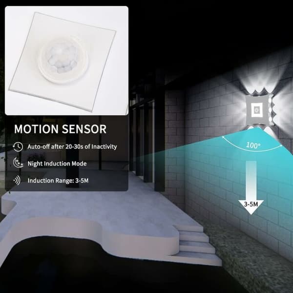 Modern 18W LED-vägglampa för utomhusbruk med rörelsesensor A