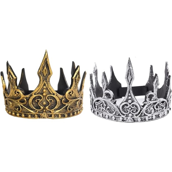 2 kappaletta keskiaikainen kuningas kruunu hiuspanta tiara lava Halloween cosplay kruunu prop naamiaisasu aikuisille