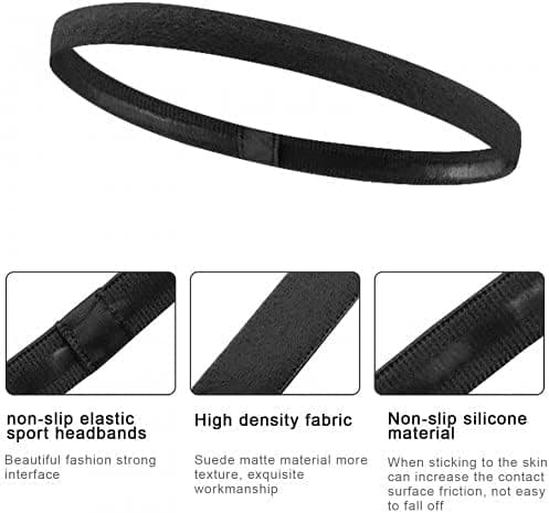 (Svart, Vit och Grå) 3-pack Elastiska Sportpannband, Halkfria