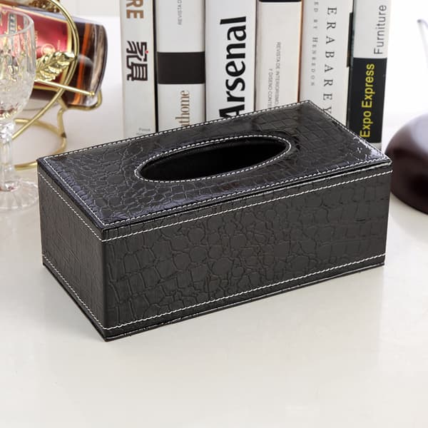 (24*12*9.5cm) PU Läder Hushållskontor Rektangulär Näsdukslåda