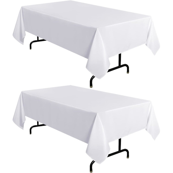 2-pack vita bordsdukar 51,1 x 102,3 tum, rektangulär bordsduk - fläckbeständig
