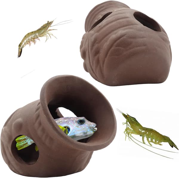 2 stk. Akvatiske dyrehule, keramikk hule, gjemmested, akvarium