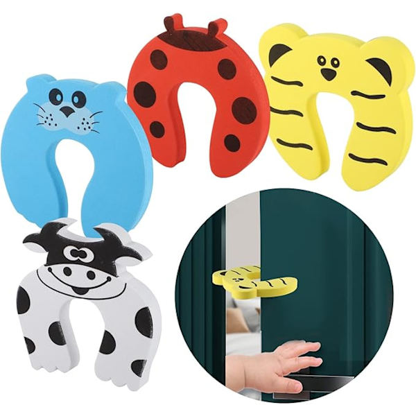 Set med 4 Dörrstopp, Anti-kläm, Babysäkerhet i Skum