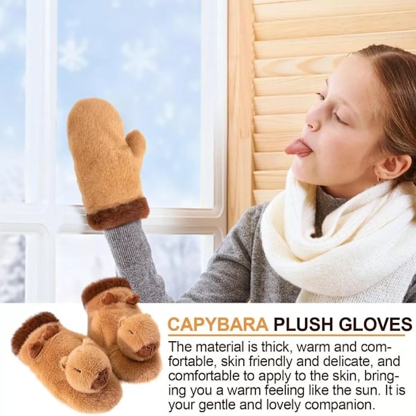 Plush Kapibara Handsker Dyr Vinter Handsker Bløde Bløde Handsker Vinter