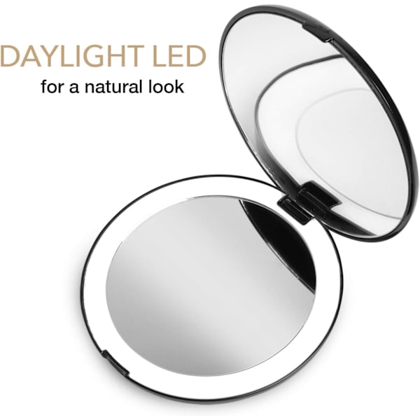 LED-valaistu taskupeili, 1x/10x suurennos - Large Make