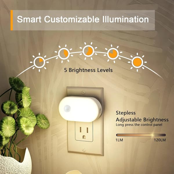 Bevægelsessensor natlys, 2-pak, Superior Bright 1-120LM Plug-i