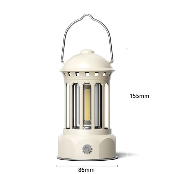 Beige LED Campinglykta, Set om 2 Retrodrivna Campinglampor G