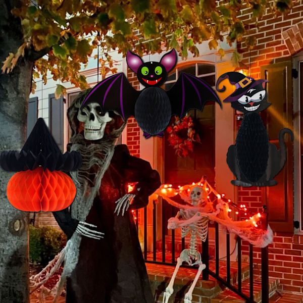 Halloween-vedhæng (honeycomb-kugle-vedhæng (rød edderkop))